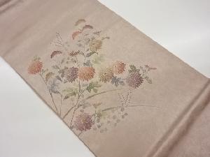 作家物　手描き草花模様袋帯